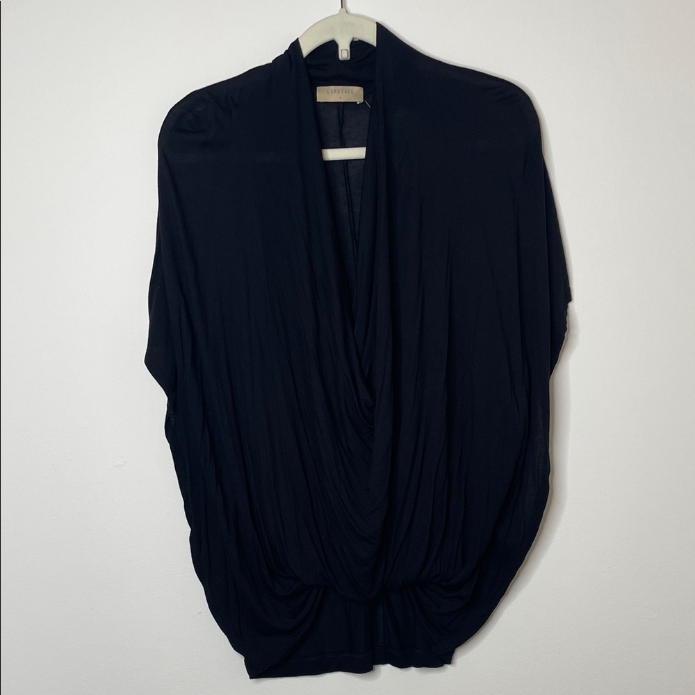 Anthropologie Drape Blouse / Top by Language in black. Size Large